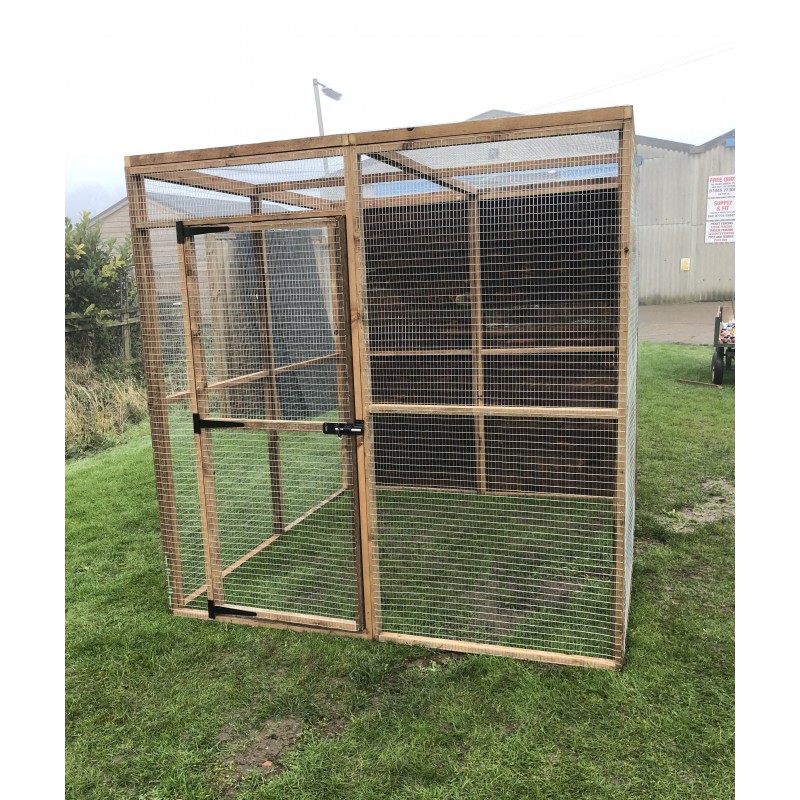 Bird Aviary with 2 Fully Boarded Panels 6ft x 6ft 19G Chicken Run Budget Enclosure